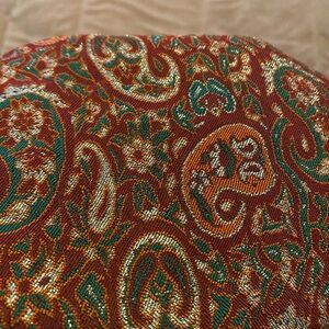 Luxury Silk Persian Tablecloth Runner handwoven Termeh Brick Red/ Green 36" X 36